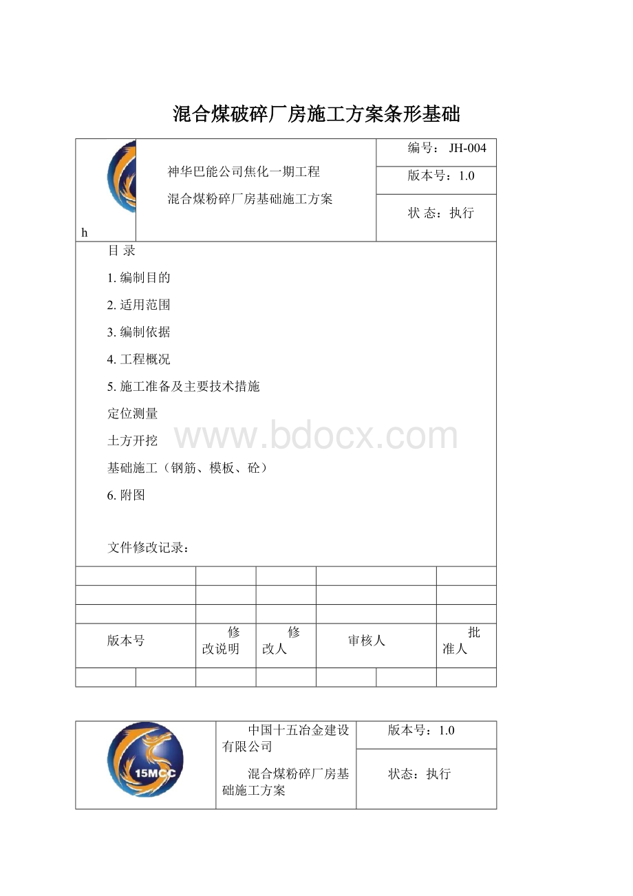 混合煤破碎厂房施工方案条形基础.docx