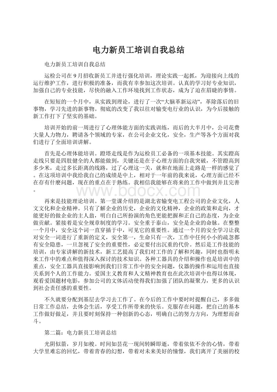 电力新员工培训自我总结Word格式文档下载.docx_第1页