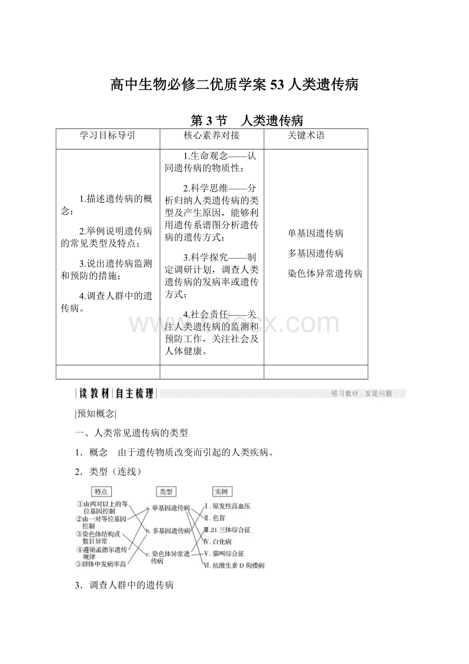 高中生物必修二优质学案53 人类遗传病Word文件下载.docx_第1页