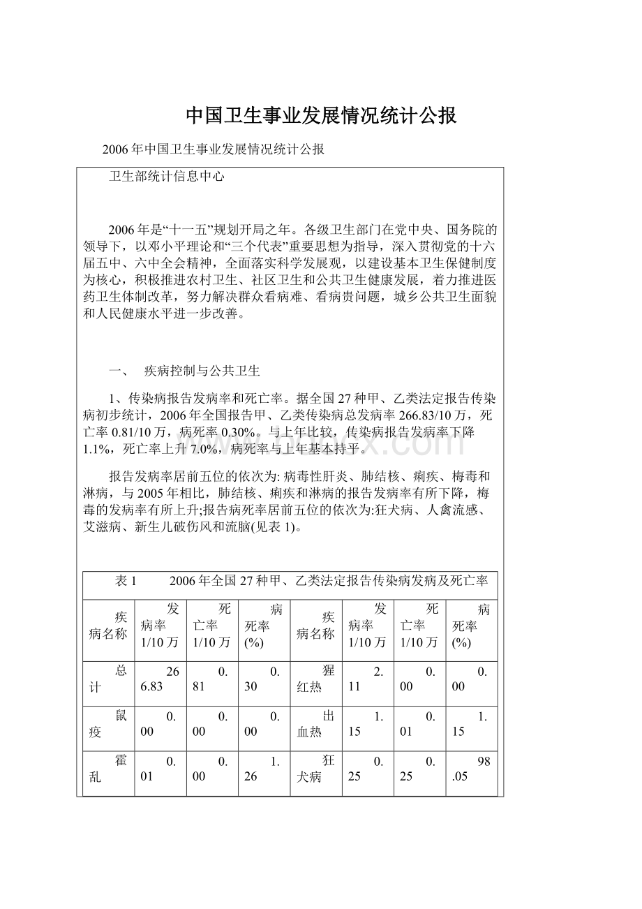 中国卫生事业发展情况统计公报.docx_第1页