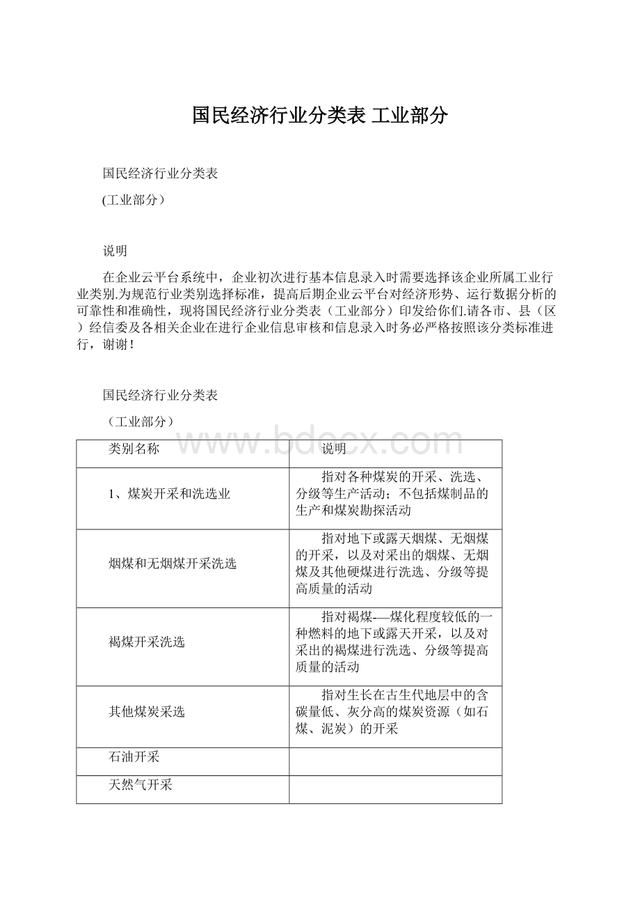 国民经济行业分类表 工业部分Word下载.docx_第1页