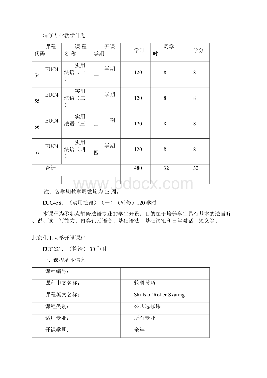 北京化工大学开设课程.docx_第2页