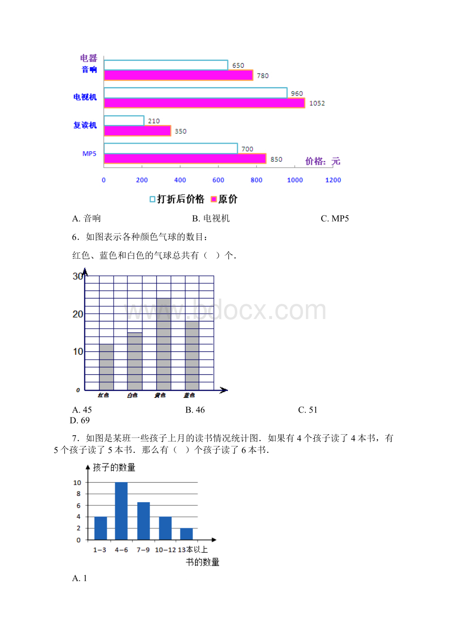 四年级上册小学数学第七单元条形统计图 单元检测答案解析.docx_第3页