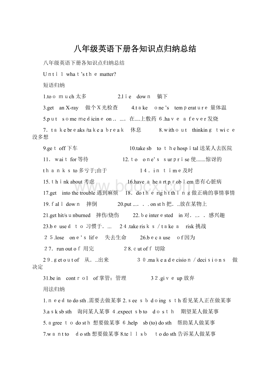 八年级英语下册各知识点归纳总结文档格式.docx_第1页