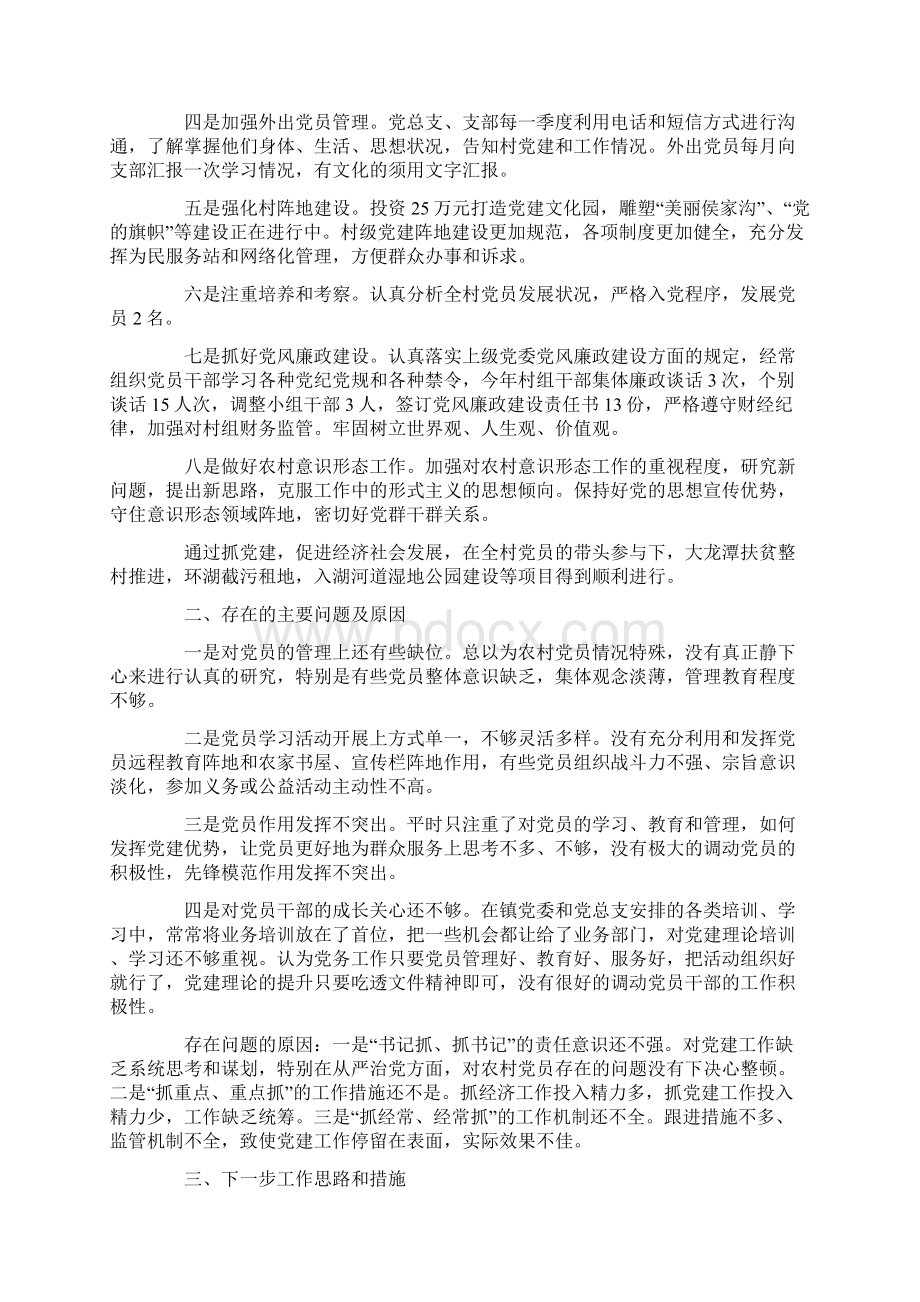 村书记抓党建工作述职报告范文精选三篇最新Word文档下载推荐.docx_第3页