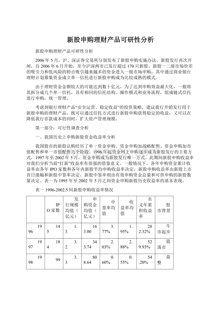 新股申购理财产品可研性分析文档格式.docx