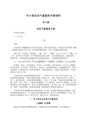 冬小麦农业气象服务手册剖析Word格式文档下载.docx