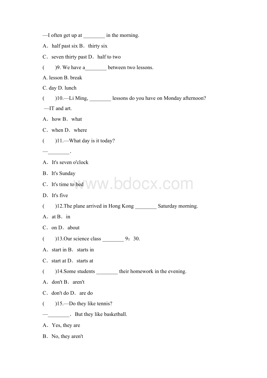 七年级英语上册Module5Myschoolday单元测试题新版外研版.docx_第2页