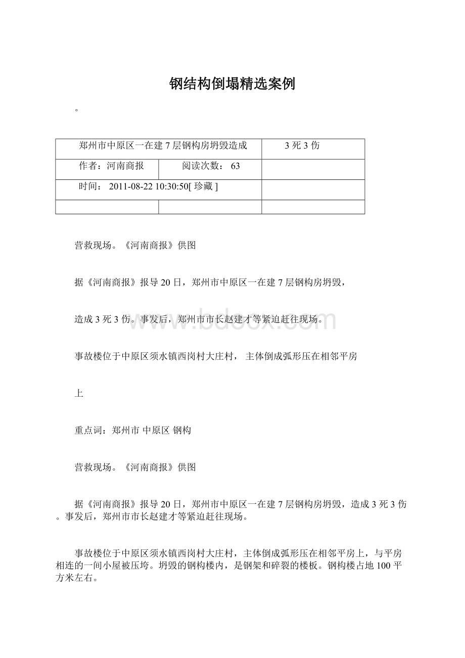 钢结构倒塌精选案例Word下载.docx