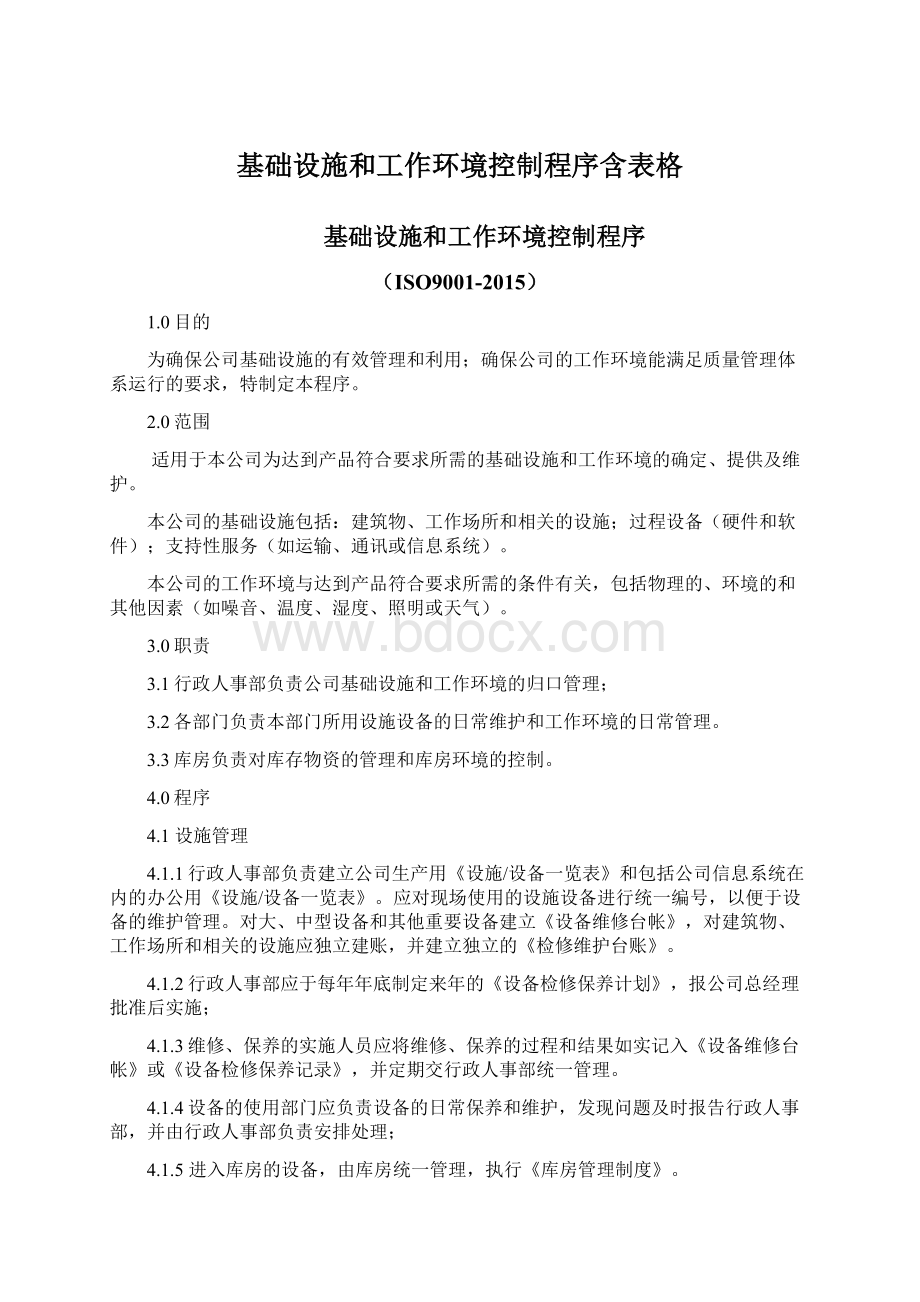 基础设施和工作环境控制程序含表格.docx_第1页