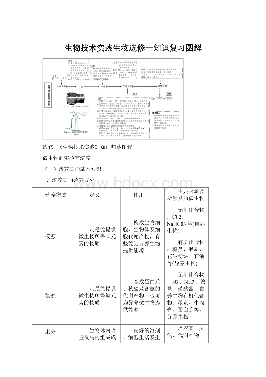 生物技术实践生物选修一知识复习图解.docx