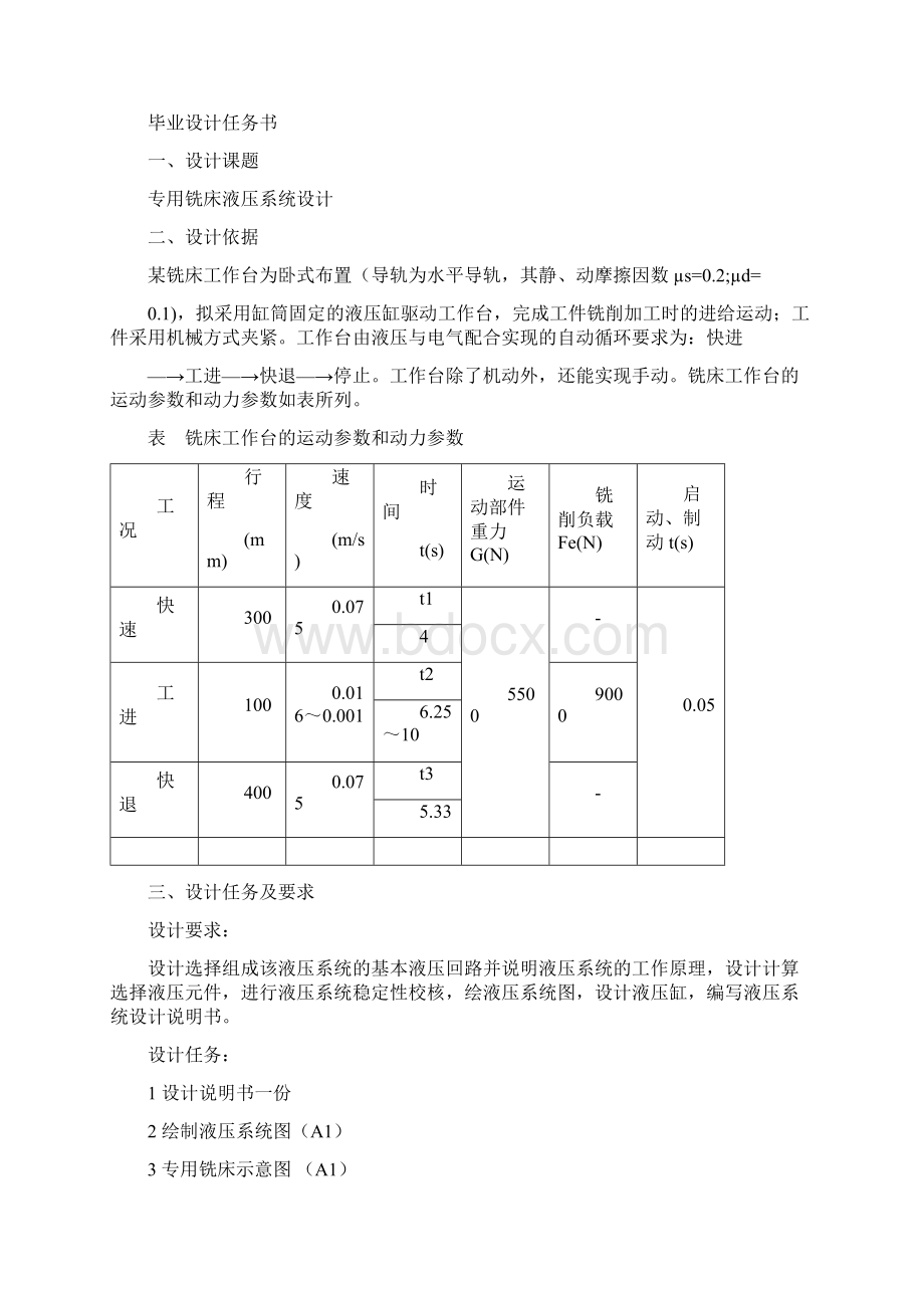 专用铣床液压系统设计全套图纸Word格式.docx_第3页