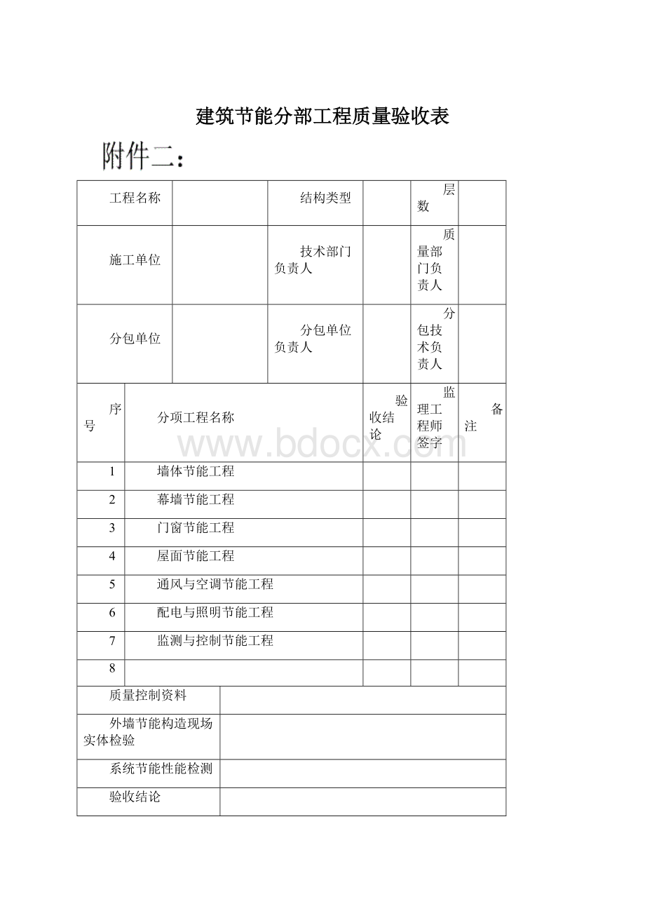 建筑节能分部工程质量验收表Word文件下载.docx