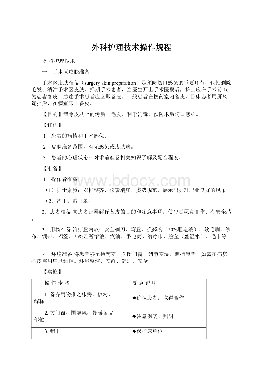 外科护理技术操作规程Word文档下载推荐.docx_第1页