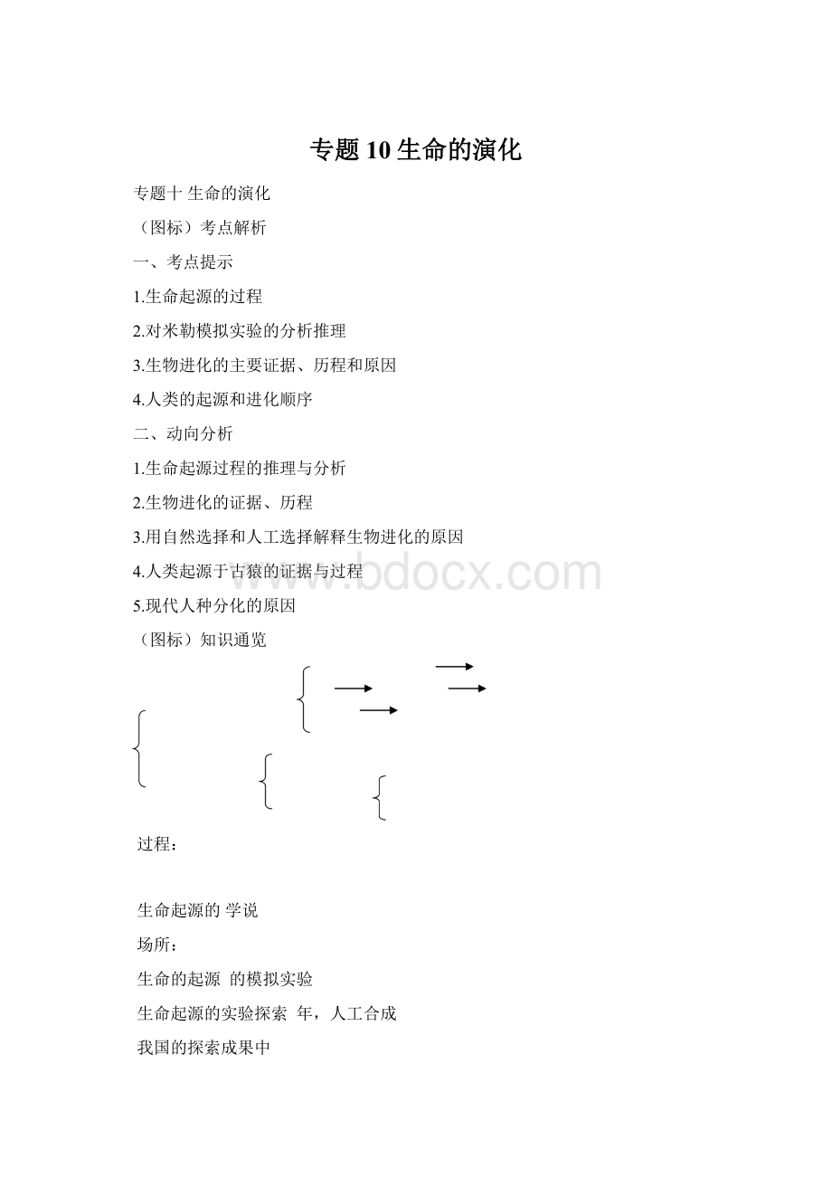 专题10生命的演化Word文档格式.docx_第1页