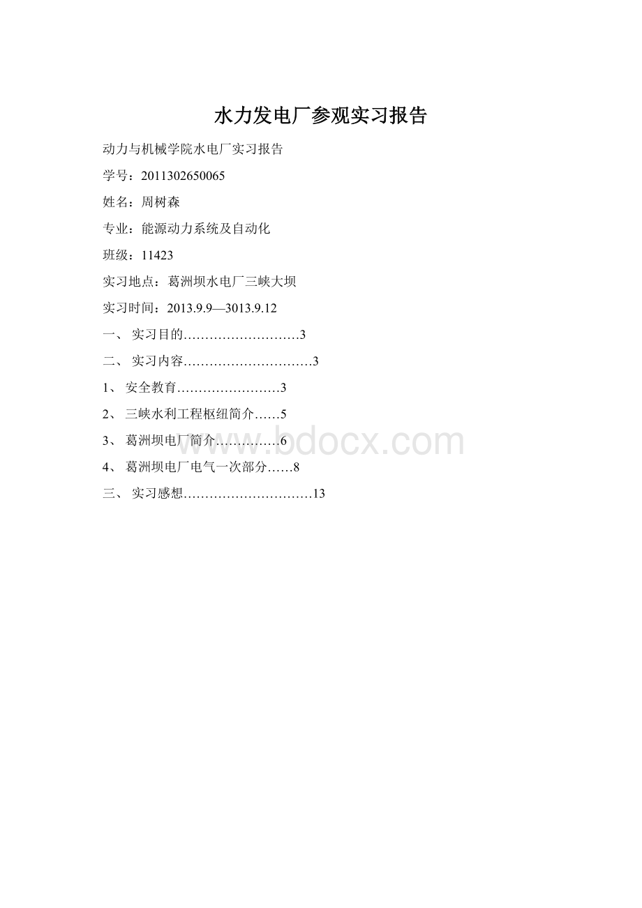 水力发电厂参观实习报告.docx_第1页