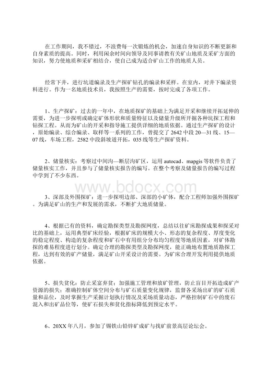 地质专业技术个人工作总结.docx_第2页