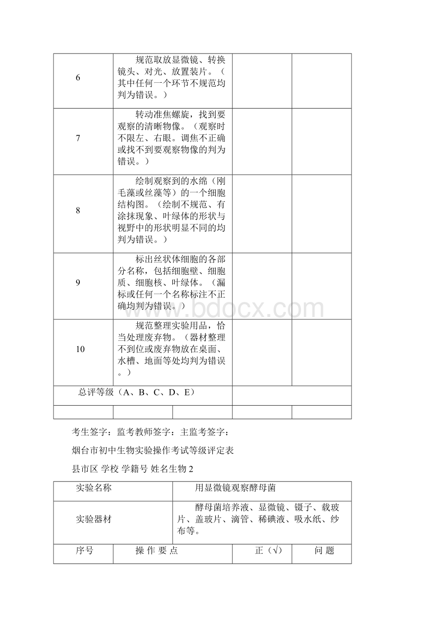 初中生物实验技能考试试题.docx_第2页