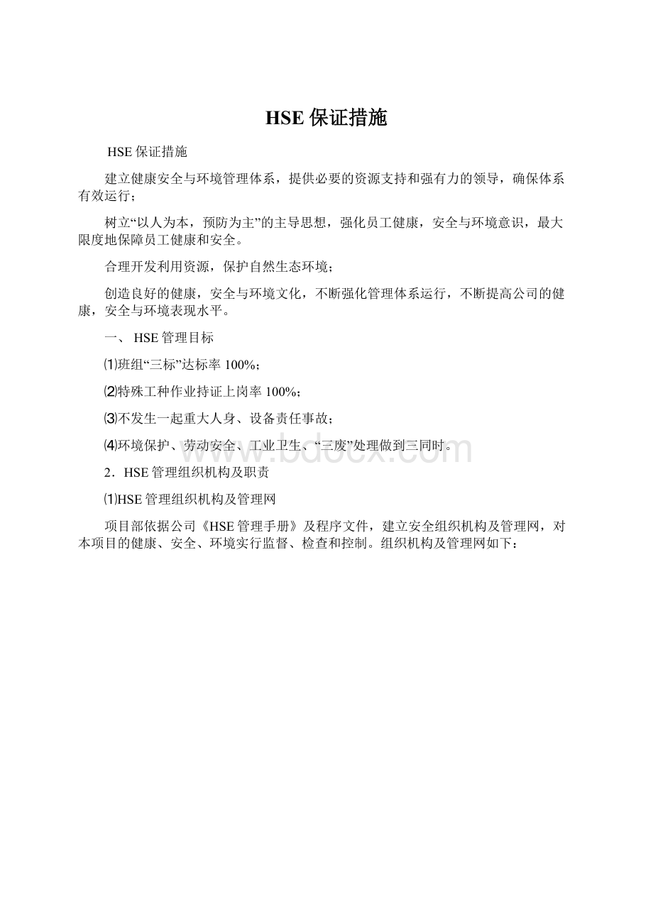 HSE保证措施Word格式.docx