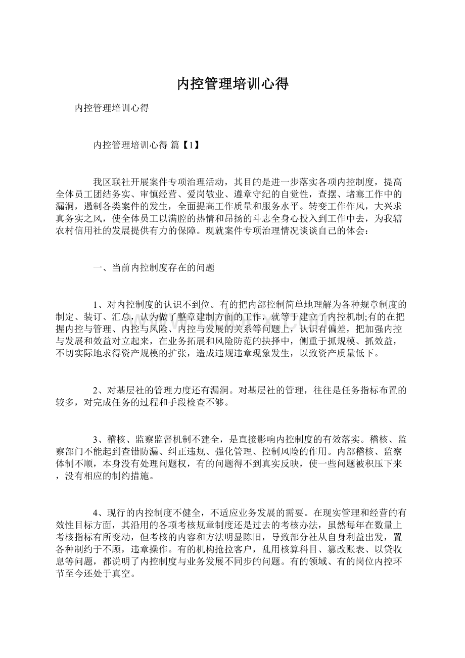 内控管理培训心得.docx_第1页