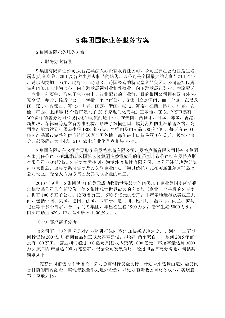 S集团国际业务服务方案.docx