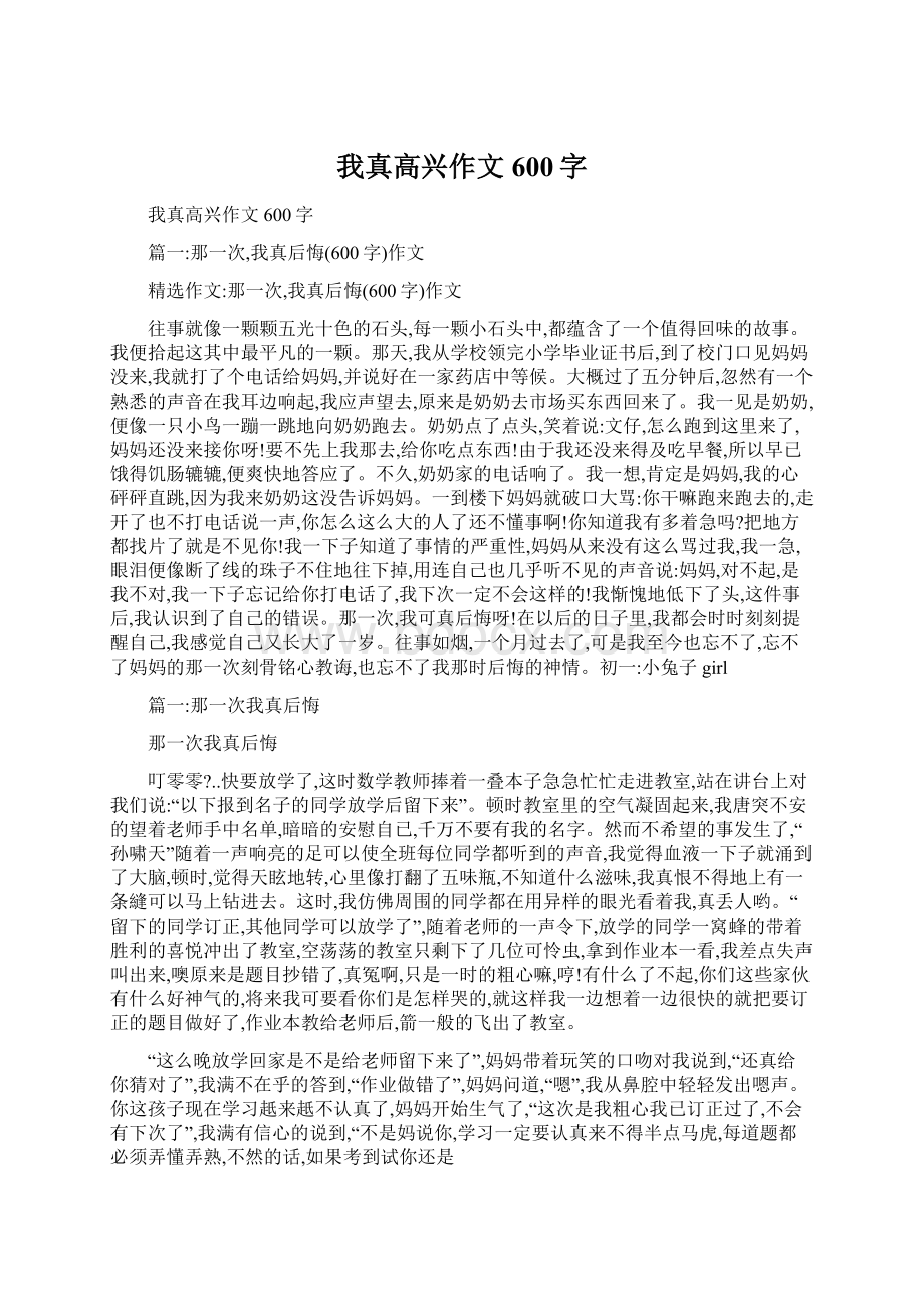 我真高兴作文600字Word文档格式.docx