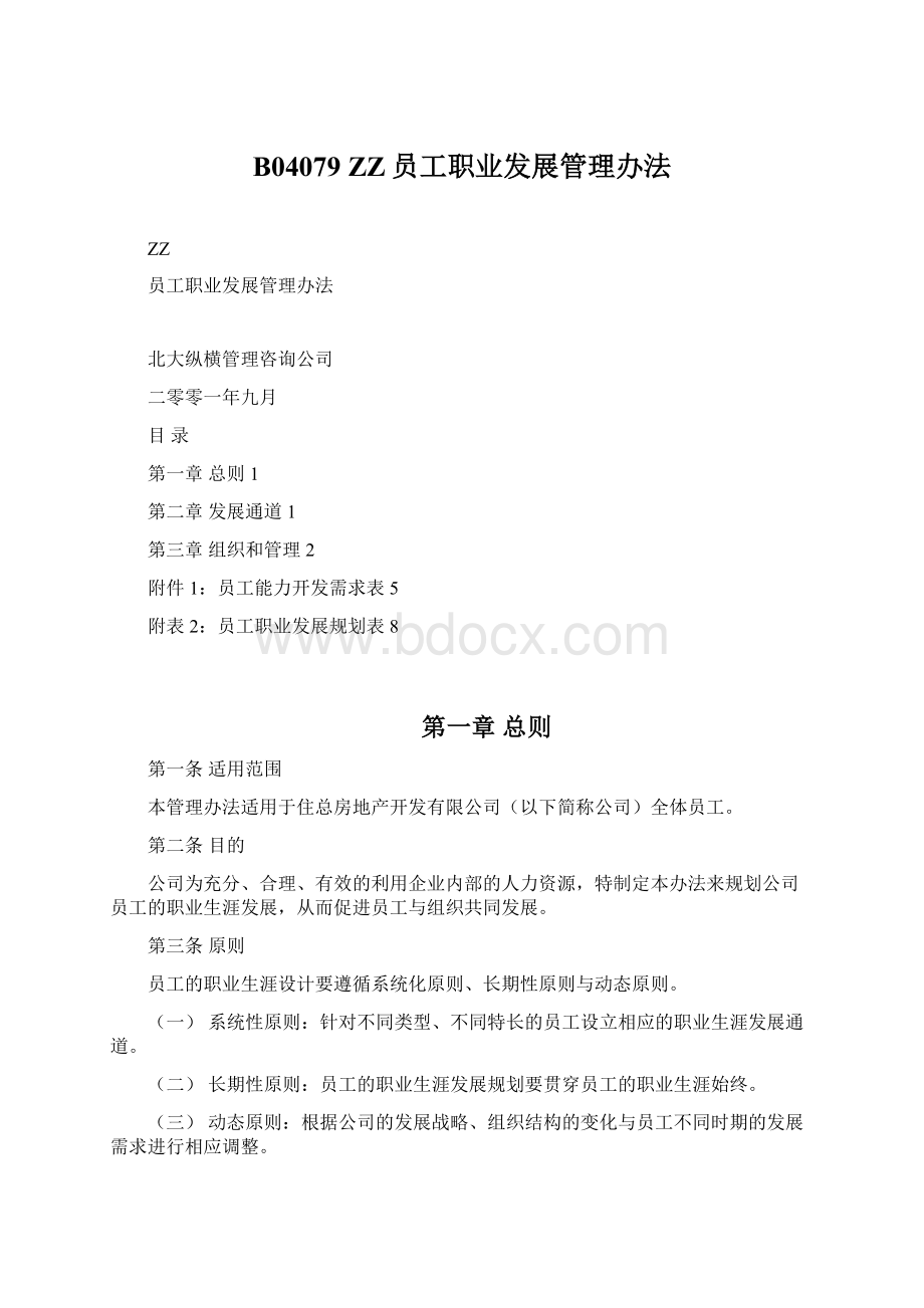 B04079 ZZ员工职业发展管理办法Word格式文档下载.docx