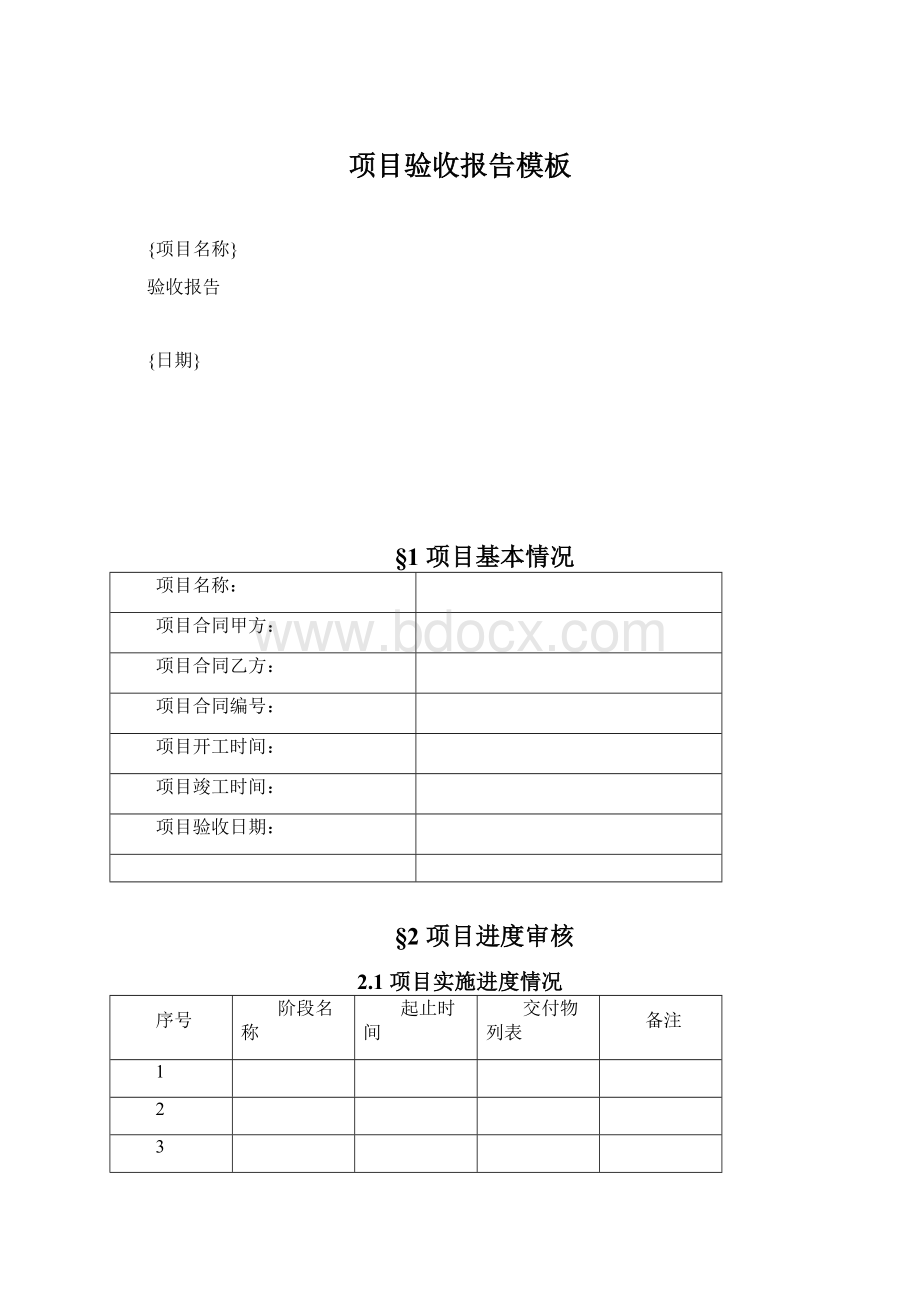 项目验收报告模板.docx_第1页