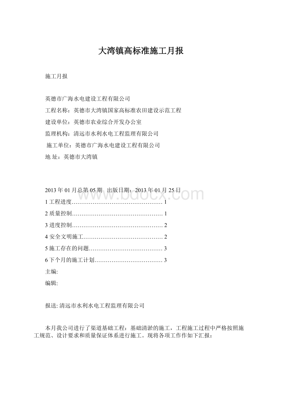 大湾镇高标准施工月报.docx