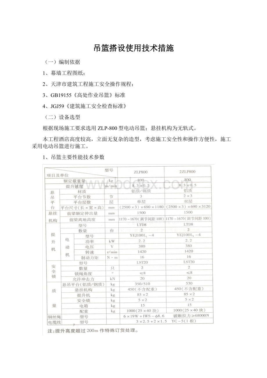 吊篮搭设使用技术措施.docx_第1页