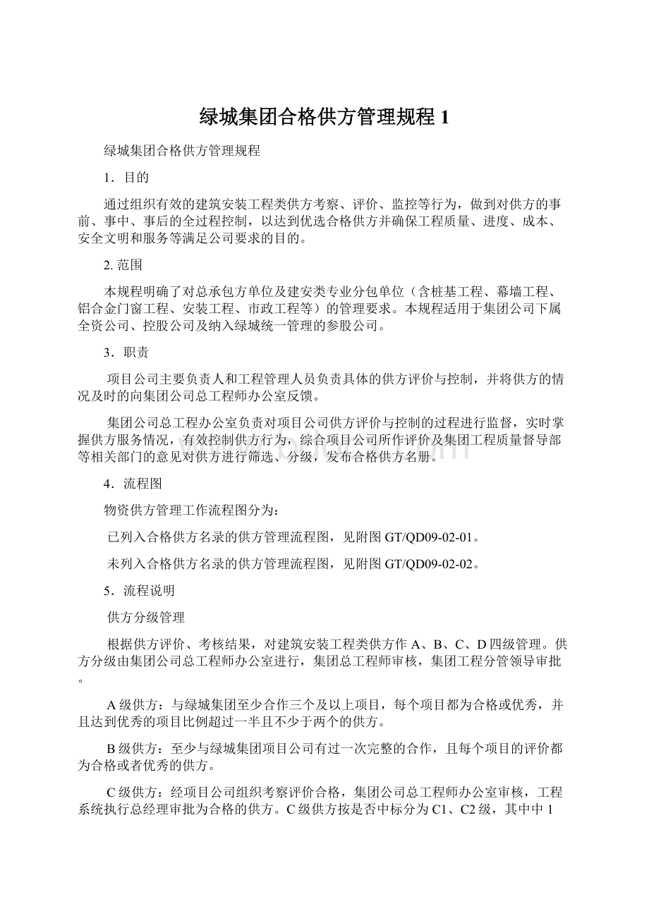 绿城集团合格供方管理规程 1.docx_第1页