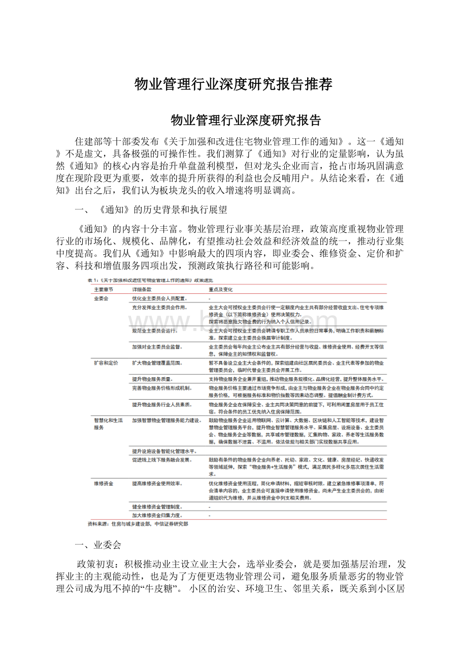 物业管理行业深度研究报告推荐.docx_第1页