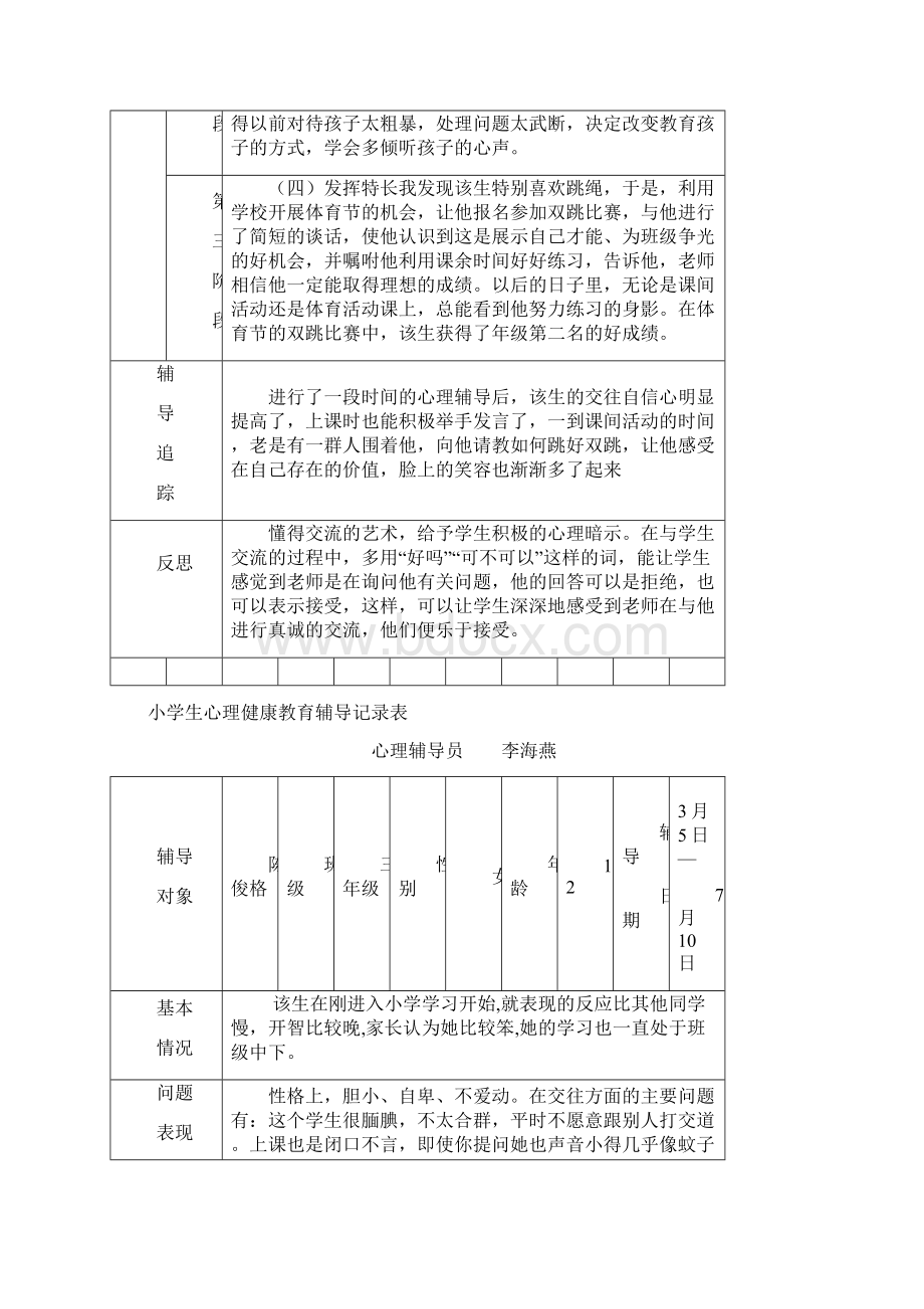 小学生心理健康教育辅导记录表.docx_第2页