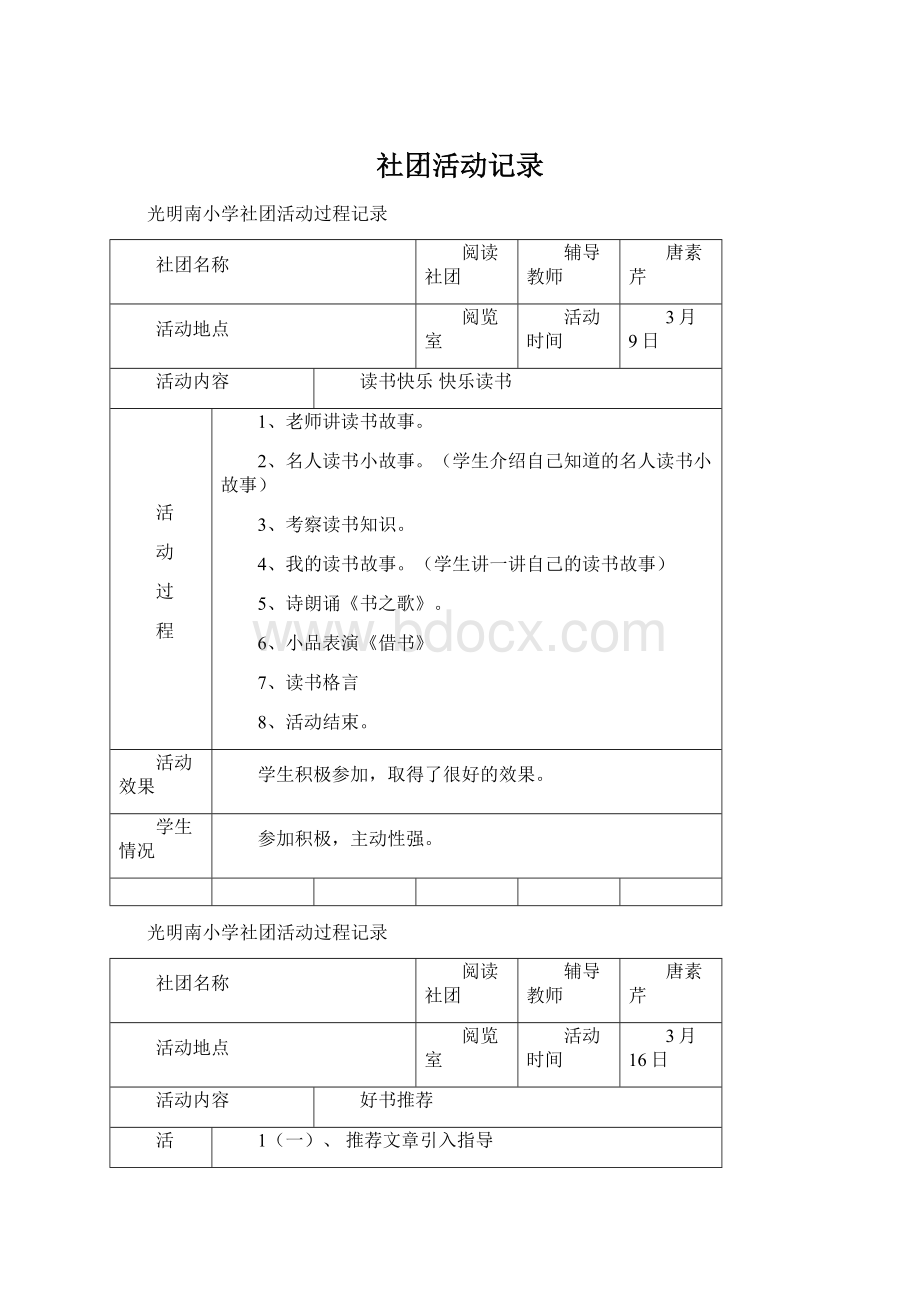 社团活动记录Word文件下载.docx