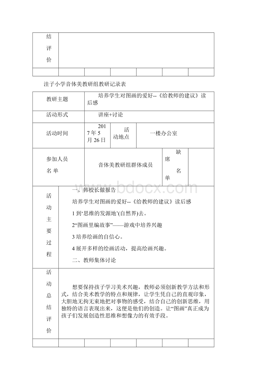 小学美术教研组活动记录表Word文件下载.docx_第3页