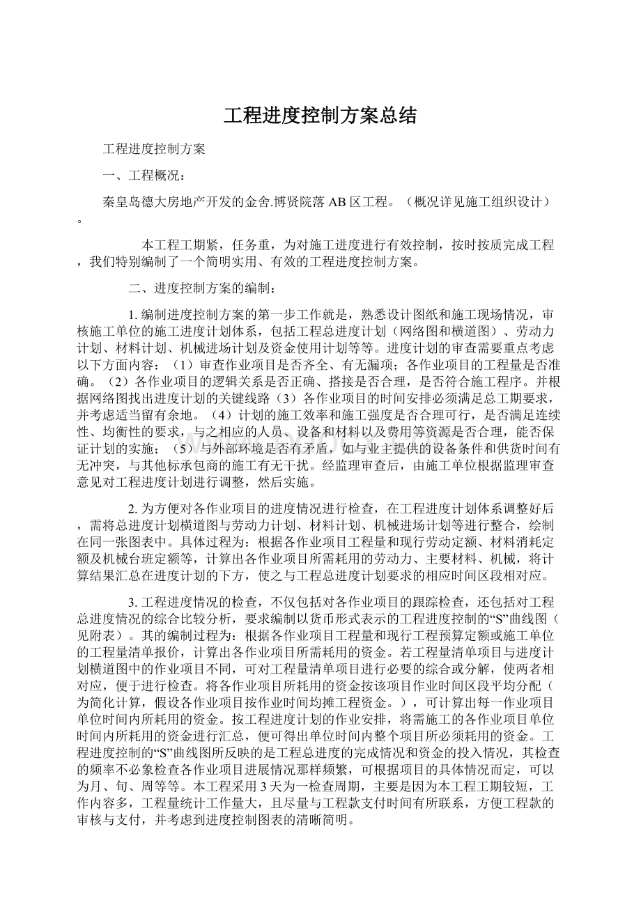 工程进度控制方案总结Word格式.docx