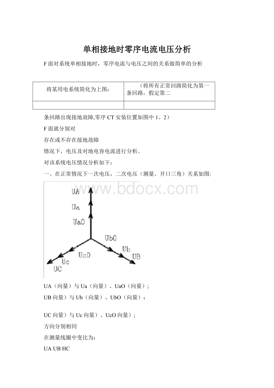 单相接地时零序电流电压分析.docx