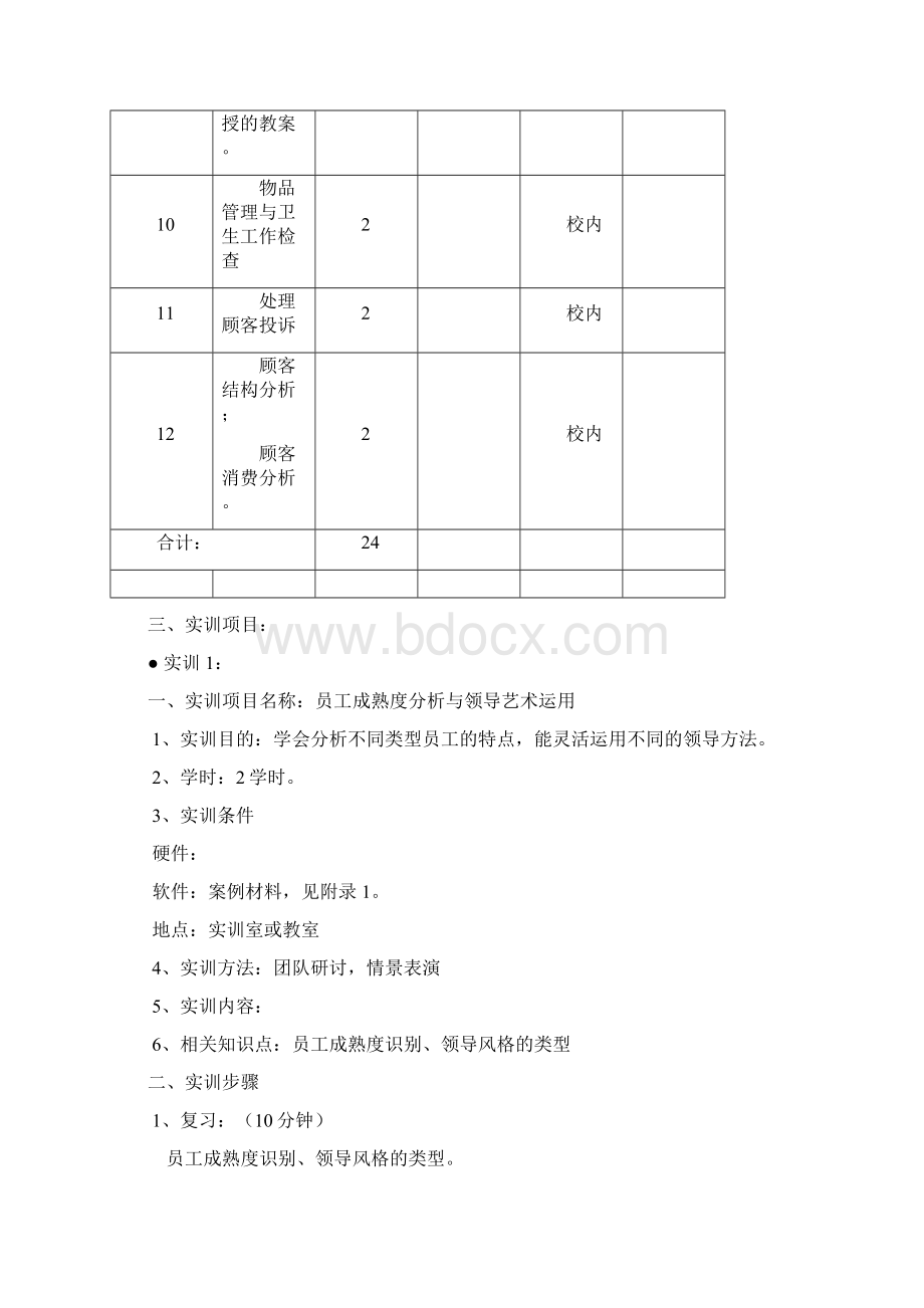 《酒店督导管理》实训指导书Word文档格式.docx_第3页