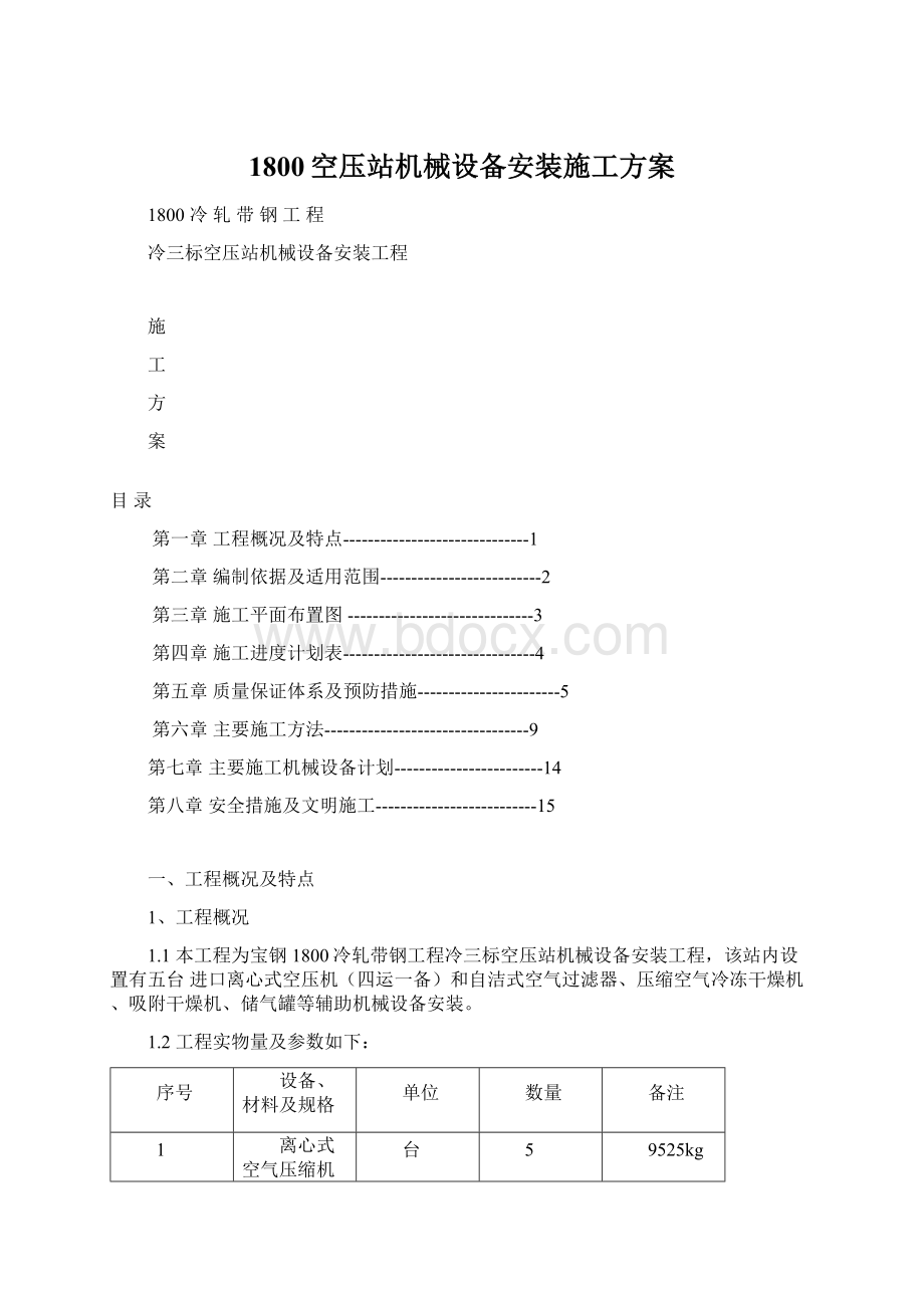 1800空压站机械设备安装施工方案Word下载.docx_第1页