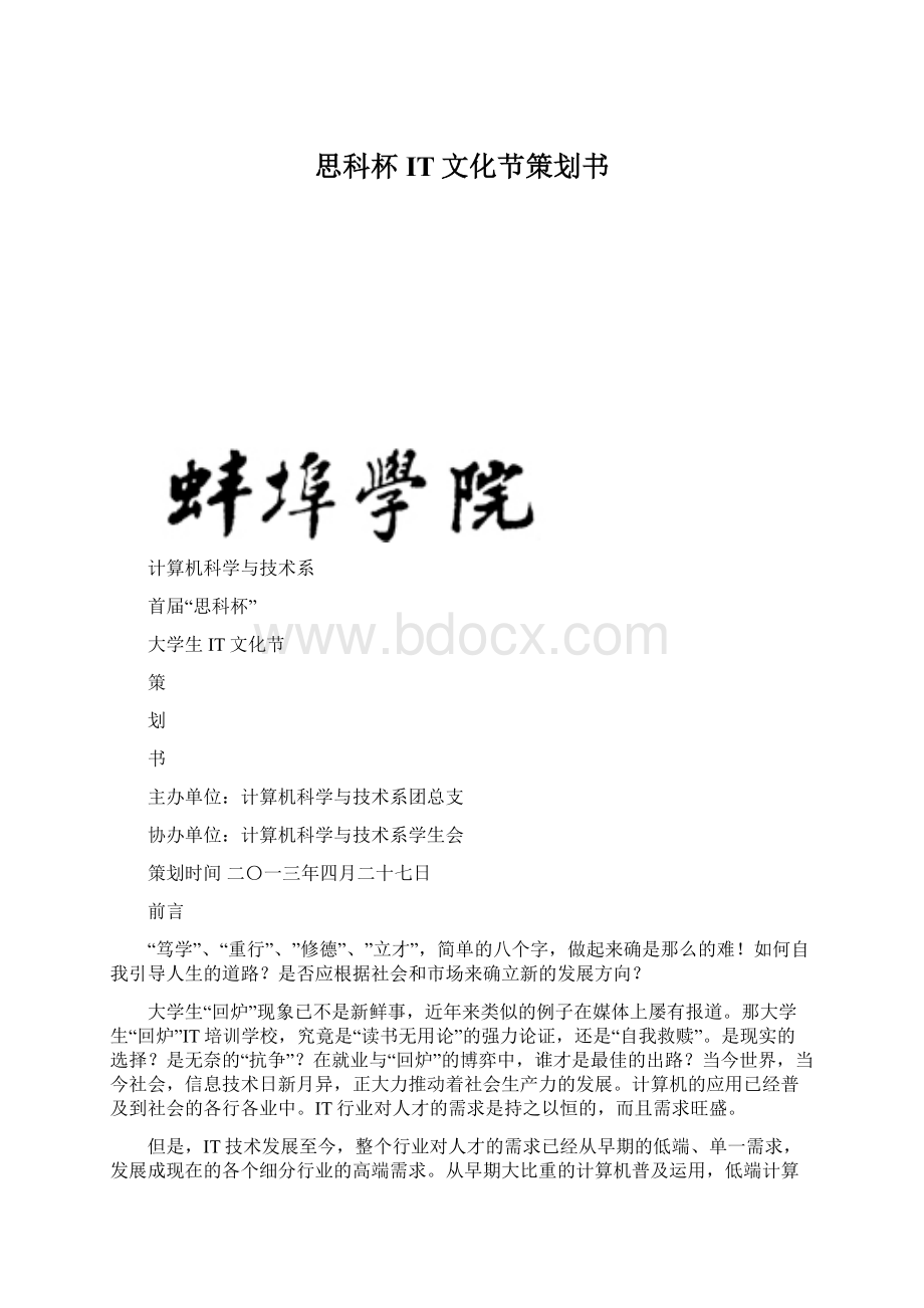 思科杯IT文化节策划书.docx