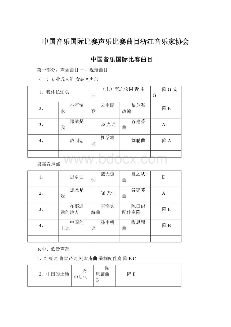 中国音乐国际比赛声乐比赛曲目浙江音乐家协会Word格式.docx