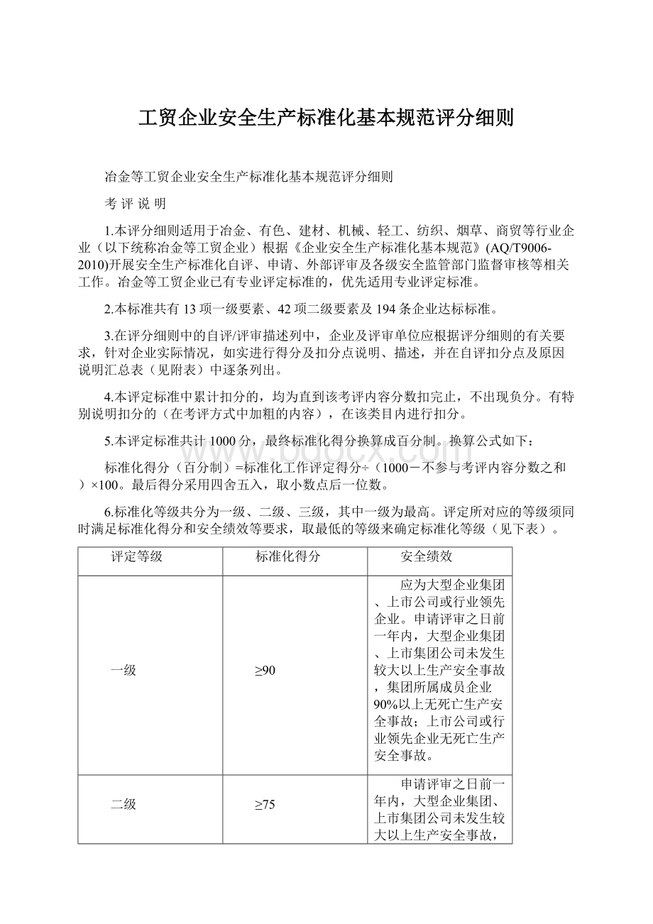 工贸企业安全生产标准化基本规范评分细则.docx_第1页