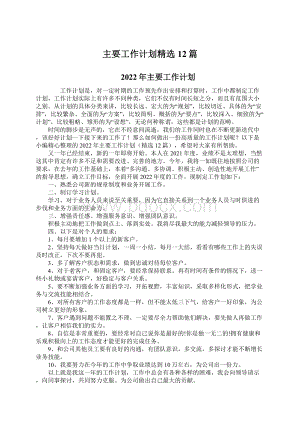 主要工作计划精选12篇Word格式文档下载.docx