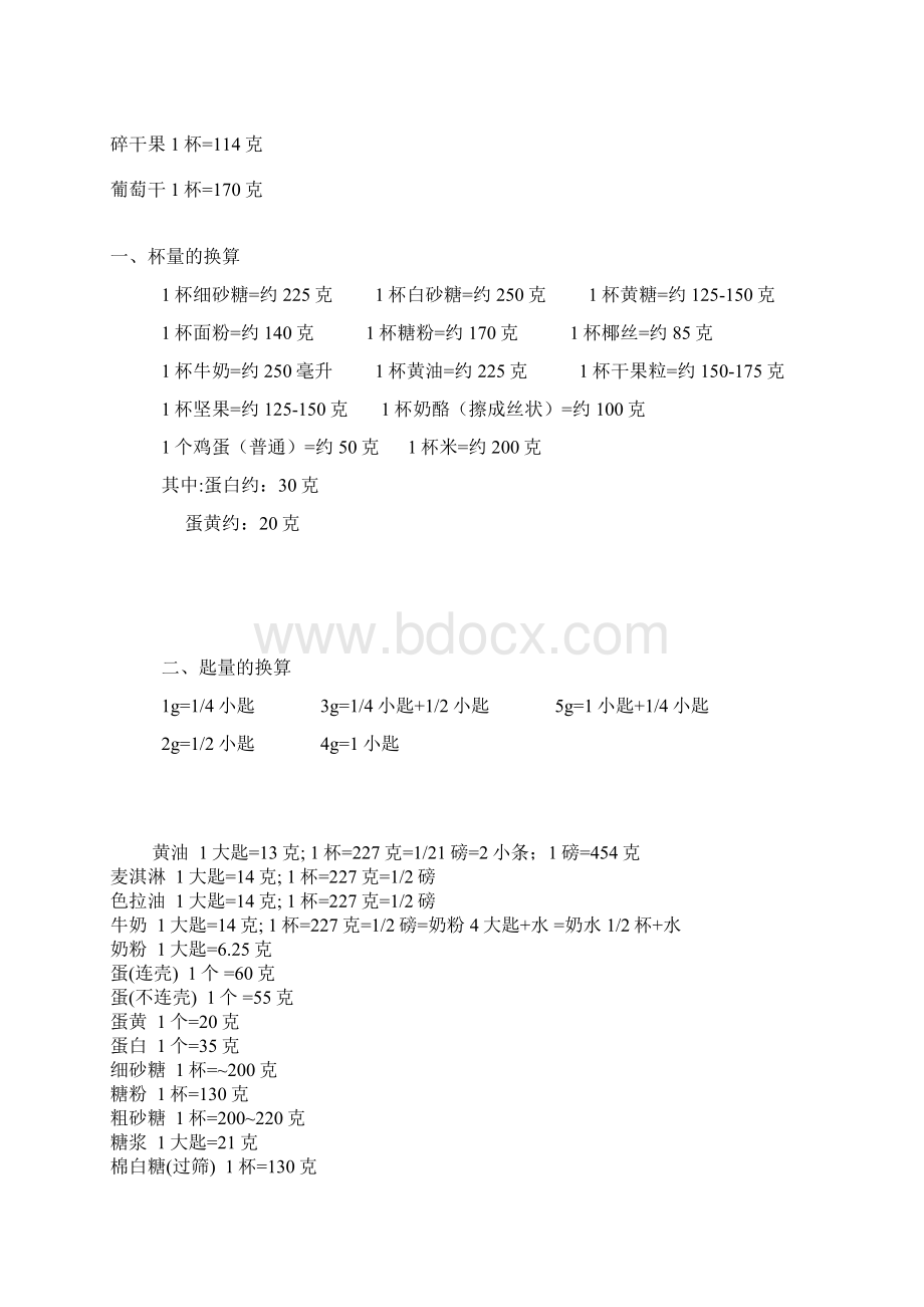 烘焙时量杯和重量的换算Word文档格式.docx_第3页