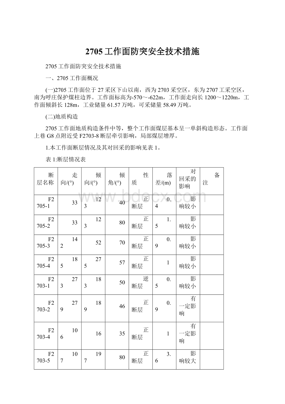 2705工作面防突安全技术措施Word文档格式.docx_第1页