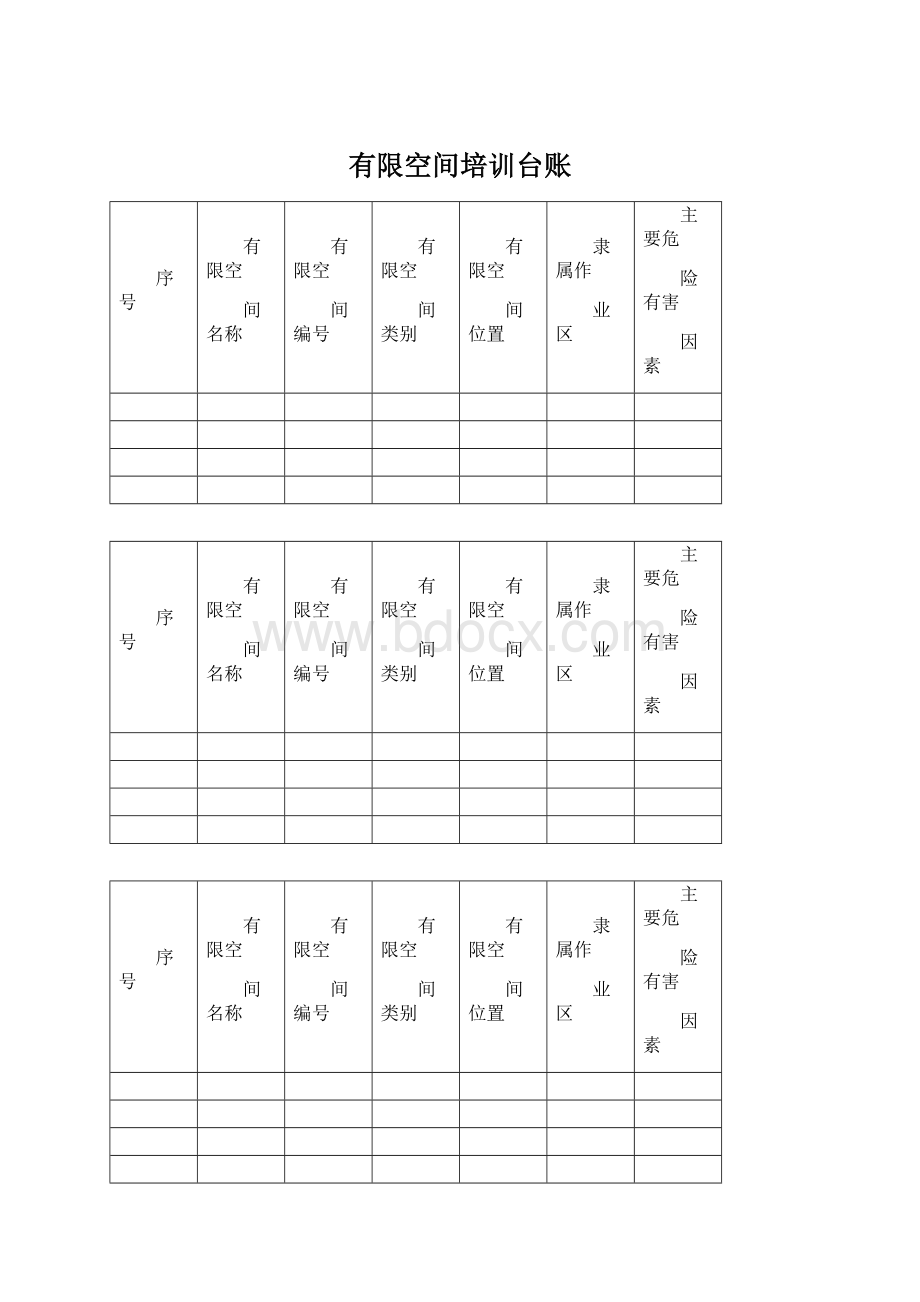 有限空间培训台账文档格式.docx_第1页