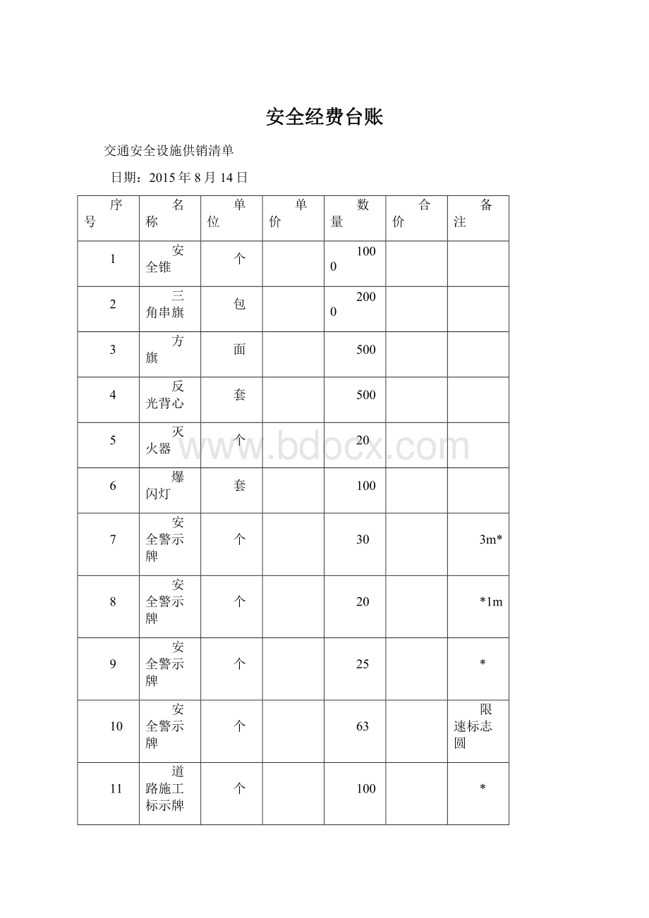 安全经费台账.docx