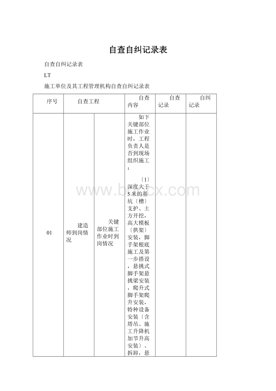 自查自纠记录表.docx_第1页