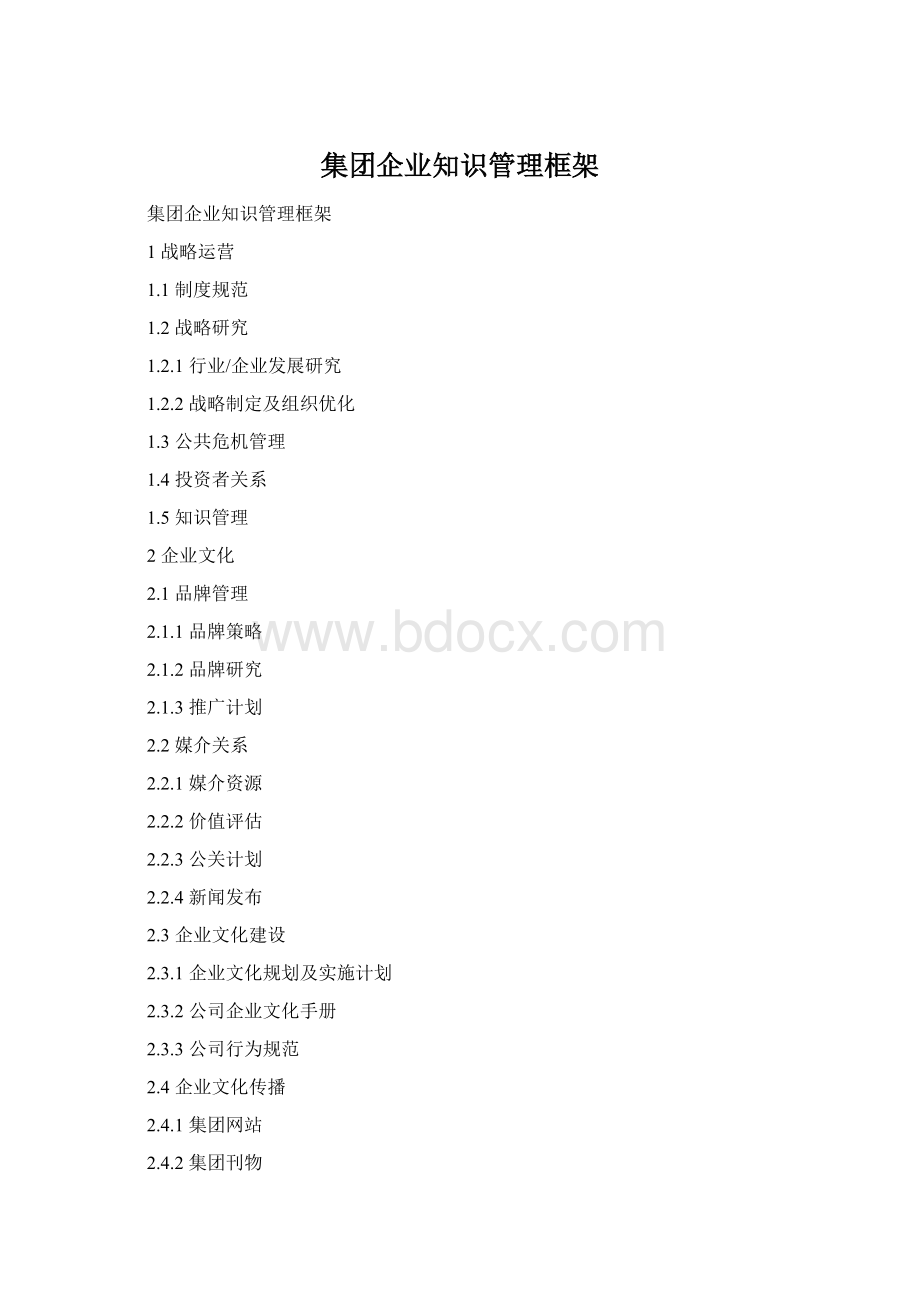 集团企业知识管理框架Word文件下载.docx