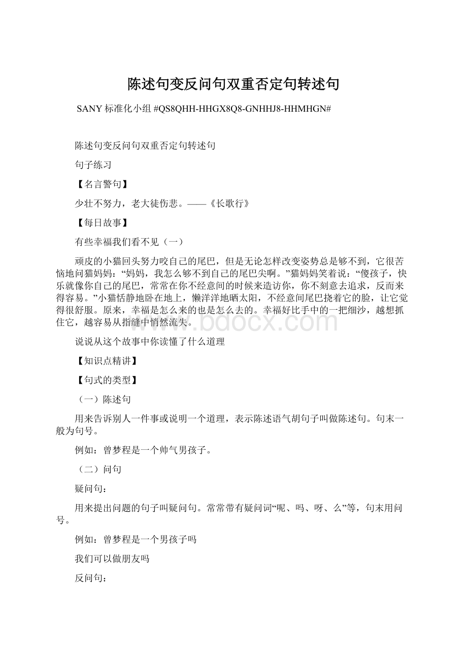 陈述句变反问句双重否定句转述句.docx